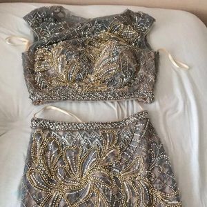 A nice gray colored two piece dress